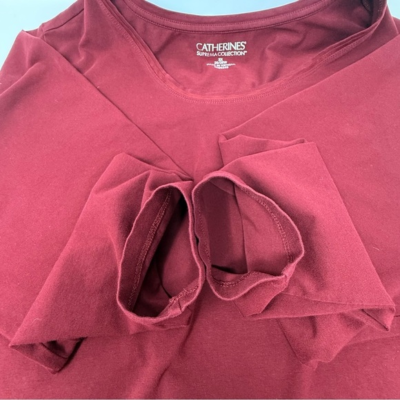 Catherines Suprema Collection Burgundy 3/4 Sleeve Scoop Neck Tee Shirt Size 3X - Picture 13 of 15